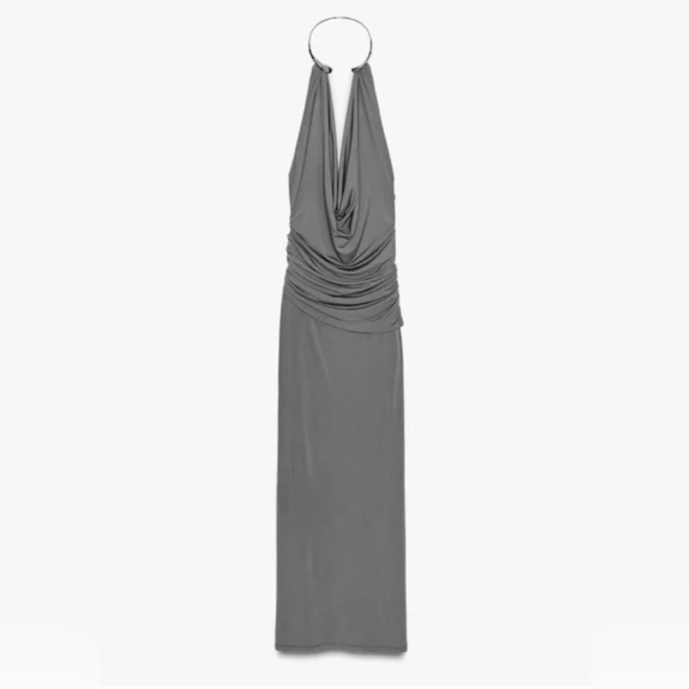 Elegant Gray Halter Dress